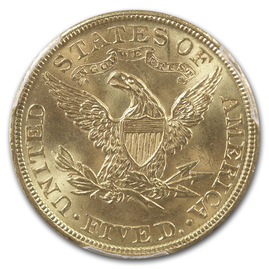 【お取り寄せ可】1906年リバティゴールド・ハーフイーグル5ドル金貨 PGCS M-65ハイクオリティ - 画像 (3)